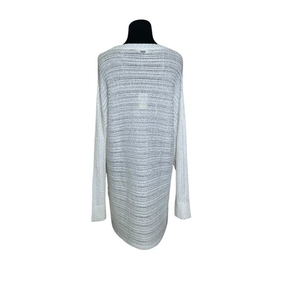 DKNY ivory metallic white crochet long sleeves tunic sweater size Large - Picture 7 of 10